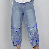 Brígida™ | Trousers Casual with Embroidery Floral
