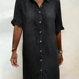 LuciaTM | Dress Shirt Denim with Ruffles