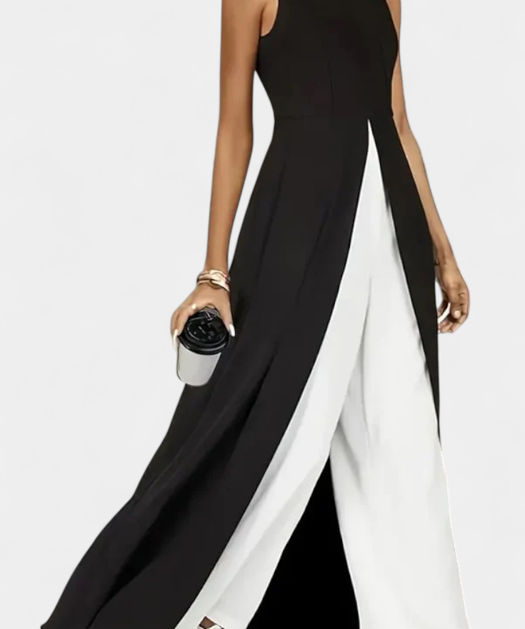 Alicia Set Bicolor Elegant Sleeveless with Trousers Wide