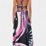 Ciana Set Satin with Skirt Abstracta and Top Halter