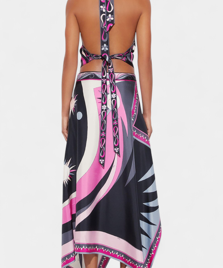 Ciana Set Satén with Skirt Abstracta and Top Halter