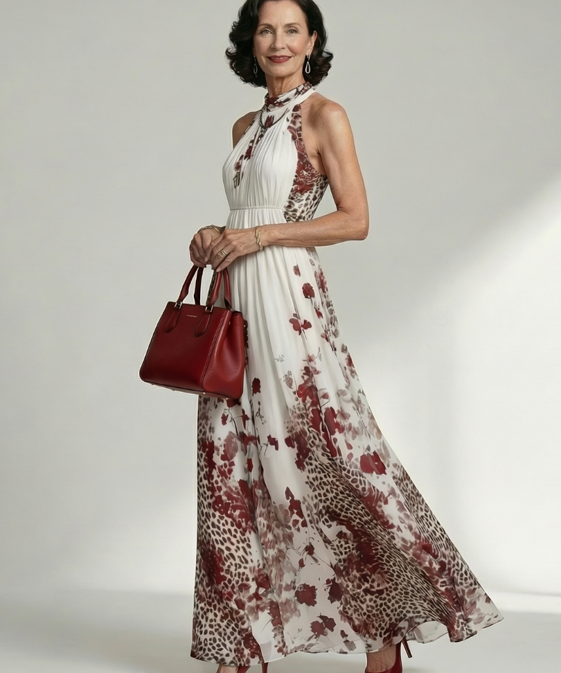 Orlena™ | Dress Maxi Floral of Long-Sleeve with Skirt Voluminosa