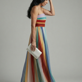 Serena™ | Dress Maxi of Stripes Multicolor Strapless