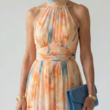 Elina™ | Dress Midi Halter with Detail Gathered