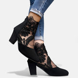 Petra™ | Botín of Heel Bloque with Lace Floral