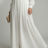 Lorena™ | Dress Maxi White of Long-Sleeve with Buttons and pockets