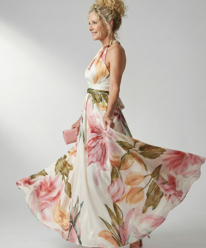 Amiela™ | Dress Maxi Halter Printed Floral Grande