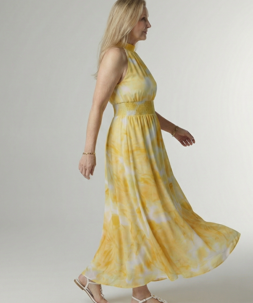 Silvana™ | Dress Midi Halter with Waist Gathered