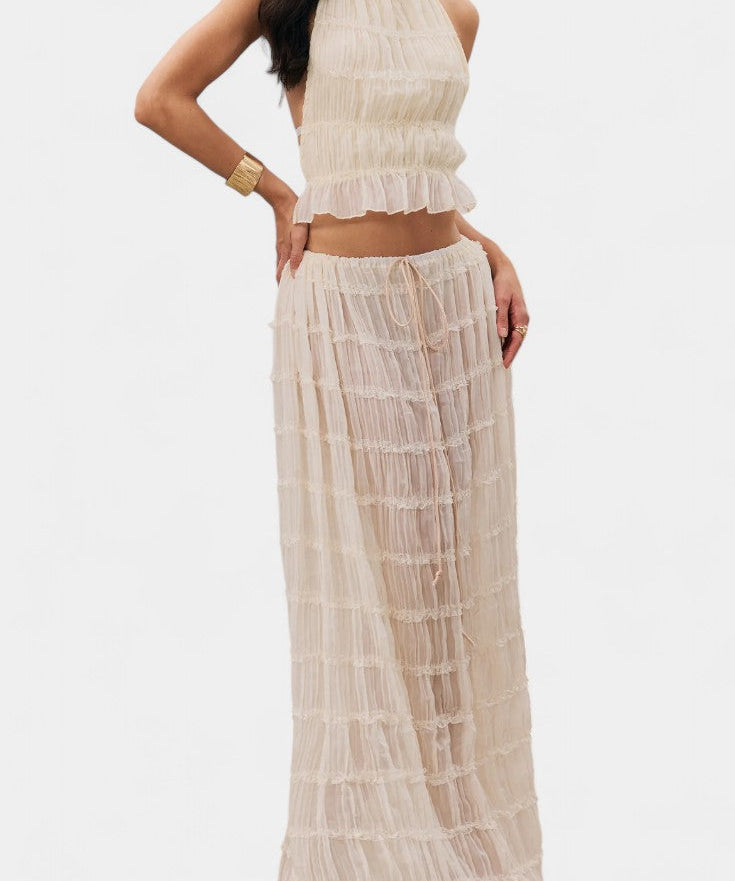 Eugenie Matching Set with Pleated Top and Skirt