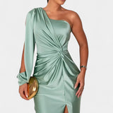 Charlotte Dress Asymmetric Drapado of A Shoulder