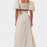 Sherine Skirt Set and Top Polka-Dot with Puff Sleeves