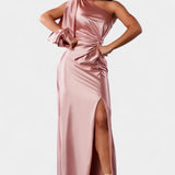 Charlotte Dress Asymmetric Drapado of A Shoulder
