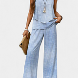 Martina Boho Set Elegant Sleeveless with Trousers Recto Print