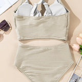 Crescencia™ | Textured bikini of High-Rise with crossover top