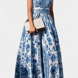 Shante Dress A-Line Print Floral with Neckline Solapa
