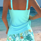 Adoration™ | Plain tankini top with tropical shorts