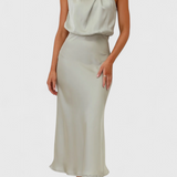Rina Dress Elegant of Neckline Halter Drapeado