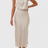 Rina Dress Elegant of Neckline Halter Drapeado