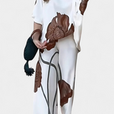 Sybella Set Floral of two-piece with Shoulder Descubierto and Trousers Straight