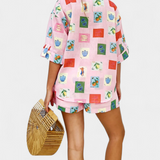 Mariluz Set of Shirt and Shorts Printed Pink