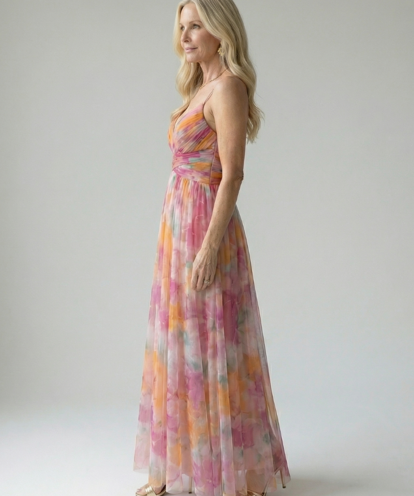 Isela™ | Dress Maxi Cruzado with Degradado of Color and Straps Finos