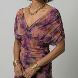 Calena™ | Dress Midi Off-Shoulder with Neckline Drapeado