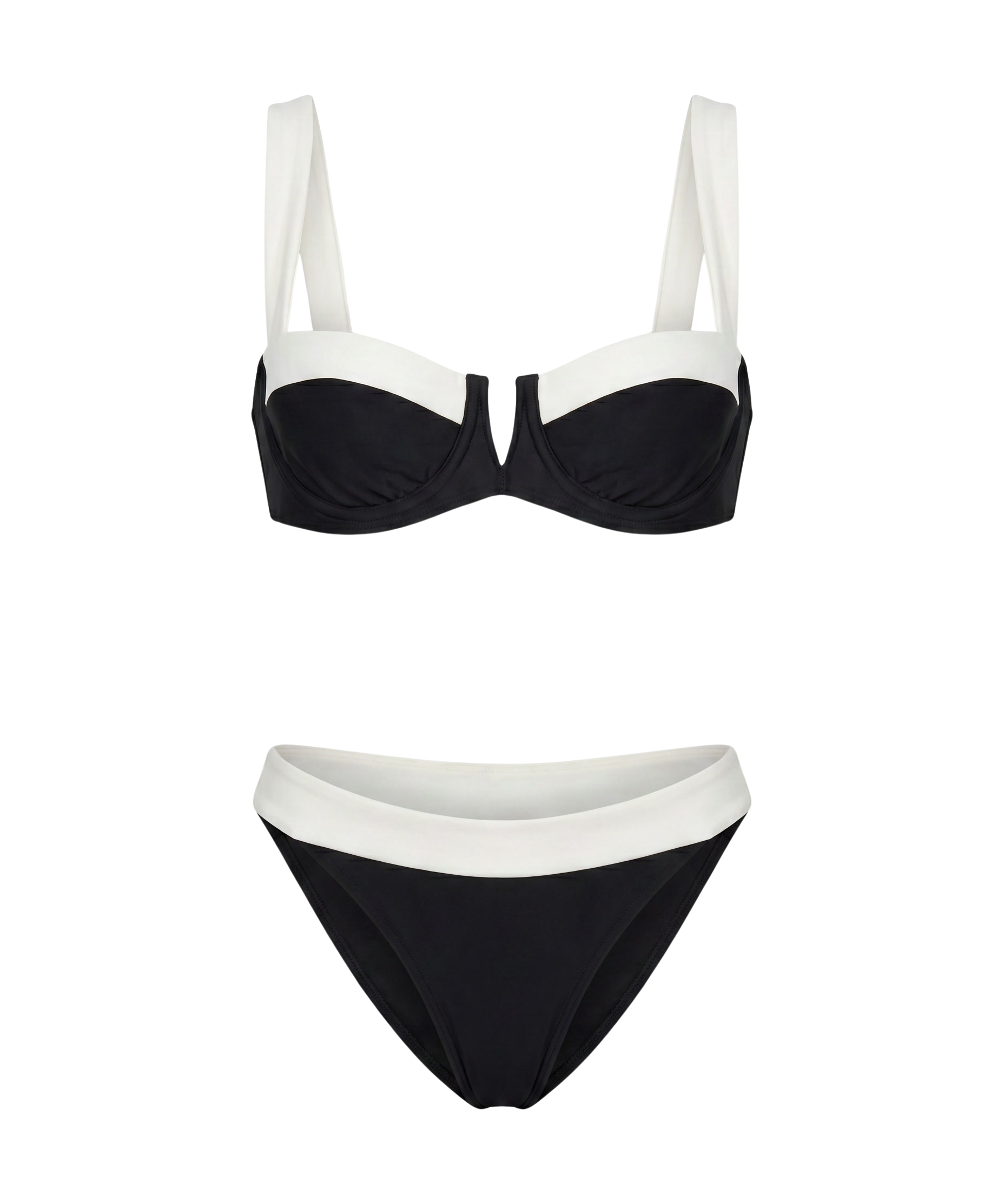 Patrocinio™ | Bikini classic black and white with straps ajustables