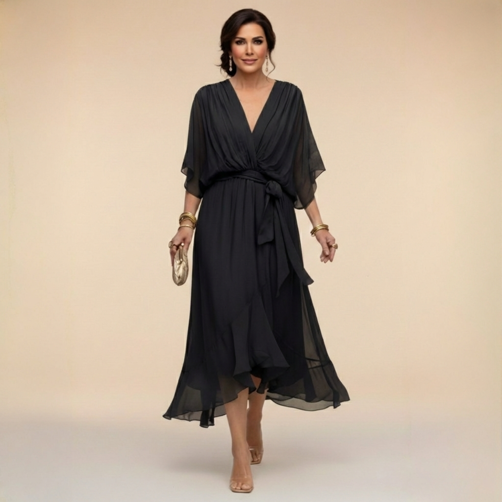 MARTA™ | Dress Of Chiffon With V-neckline