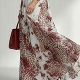 Orlena™ | Dress Maxi Floral of Long-Sleeve with Skirt Voluminosa