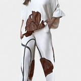 Sybella Set Floral of two-piece with Shoulder Descubierto and Trousers Straight