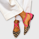 VirtudesTM | Ballet Flat Zebra Straps Crossed