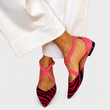 VirtudesTM | Ballet Flat Zebra Straps Crossed