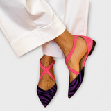 VirtudesTM | Ballet Flat Zebra Straps Crossed