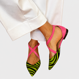 VirtudesTM | Ballet Flat Zebra Straps Crossed