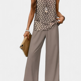 Martina Boho Set Elegant Sleeveless with Trousers Recto Print