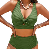 Crescencia™ | Textured bikini of High-Rise with crossover top