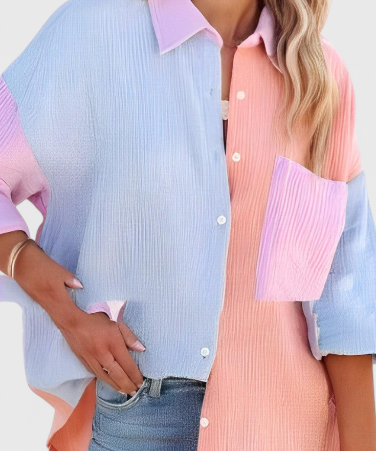 Juniper | Blouse of Buttons in Bloque of Color