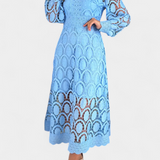Jovie Dress Midi with Lace Embroidery with High Neck