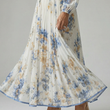 Riana™ | Dress Midi Cruzado Floral with Skirt Pleated and Long-Sleeve