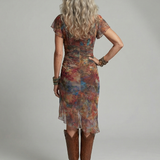 Ainhoa™ | Dress Midi Halter with Bainha Asymmetric and Side Slit