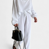 Aya Two-Piece Set of Cotton with V-neckline