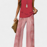 Martina Boho Set Elegant Sleeveless with Trousers Recto Print