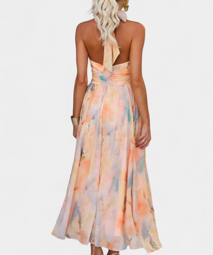 Alaia Dress Printed Aquarelle and Neckline Halter