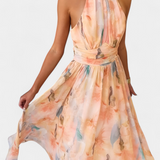 Alaia Dress Printed Watercolor and Neckline Halter
