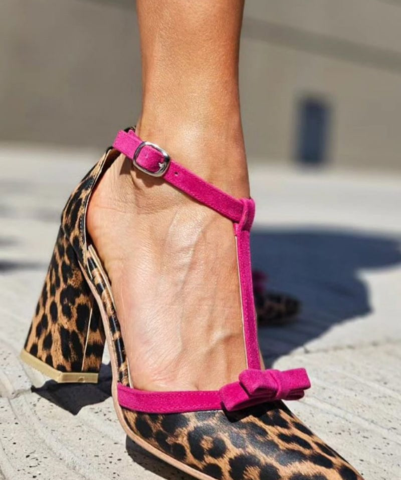 Ximena™ | high heel Printed Leopardo and Detail Fucsia