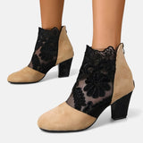 Petra™ | Botín of Heel Bloque with Lace Floral
