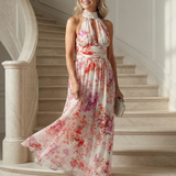 Elyana™ | Dress Maxi Floral Halter of Fabric Flowy