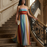 Serena™ | Dress Maxi of Stripes Multicolor Strapless