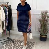 GabrielaTM | Dress Casual with Hood and Stripes of Knit