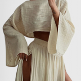 Martha Two-Piece Set with Skirt of Slit High
